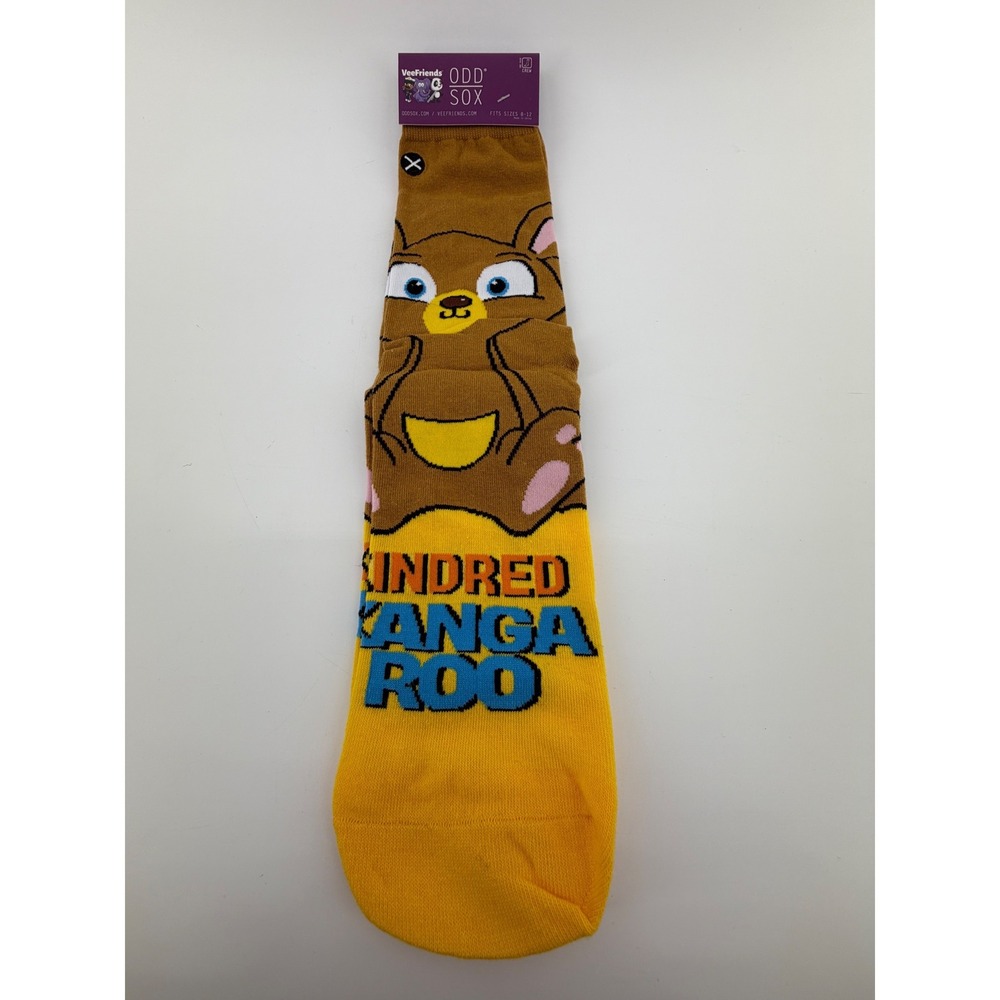 Odd Sox VeeFriends Kindred Kangaroo Crew Socks Brown Yellow Mens Size 8-12 NWT